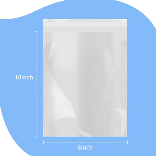 iMailer - 200 Count - 8" x 10" Self Sealing Cellophane Bags - Clear Cello Resealable Plastic Poly Bags for Art Prints, Packaging, Photo, Jewelry - size: 8x10 Inch (Pack of 200)