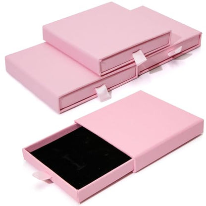 Jewelry Gift Box, 3.53.5x0.7Inch Cardboard Jewelry Organizer, Fancy Necklace Bracelet Earring Drawer, Kraft Empty Jewellery Display for Ring Earring (Pink, 4 Pcs) - color: Pink