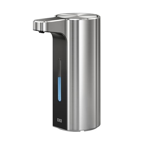 EKO Aroma Pro 13.5 fl oz Touchless Automatic Liquid Soap Dispenser, Rechargeable Hand & Dish Soap Dispenser for Bathroom and Kitchen, Waterproof, Adjustable Volume Control (Stainless Steel) - color: Stainless Steel, size: 13.5 oz