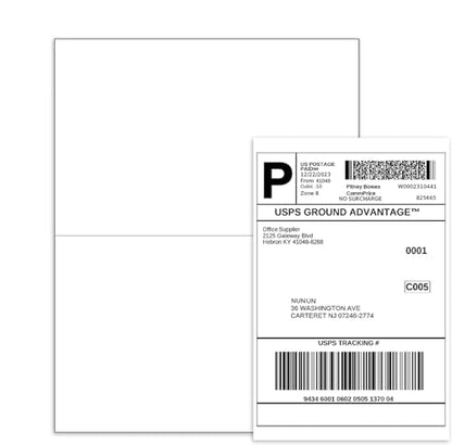 BESTEASY 200 Half Sheet Self Adhesive Shipping Labels, Laser/Ink Jet White Blank Shipping Labels 8.5" x 5.5" Address Labels (100 Sheet Total 200 Labels) - size: 100 sheets, style: 2 up-8.5"x5.5"