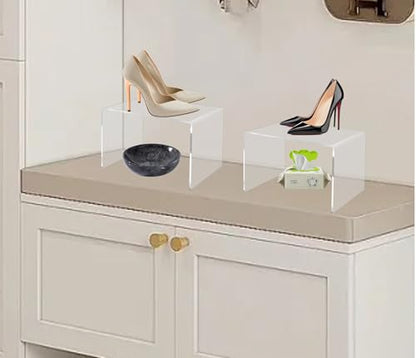 2-PC 5MM Thick Clear Acrylic Riser For Retail, Cabinet Organize, 12x7x8 IN