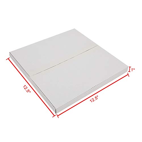 100 Packs White Vinyl Record LP Shipping Mailer Boxes, 12.5" x 12.5" x 1" Record Mailers, Album Paper Box, Easy Fold LP Cardboard Mailing Boxes Multi Depth Album Mailers for Packaging Moving Storage - size: 100pcs
