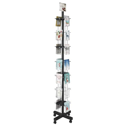 28 Pockets Countertop Rotating Greeting Card Rack, 7 Tier magazine Display Stand Rotating magazine rack for Postcards, Brochures, and Greeting Card (28 Pockets)