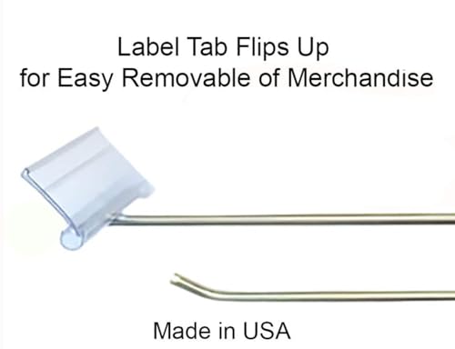 200 Pack FSAWL4 4" Flip Scan Metal Peg Board Hooks with Label Holder