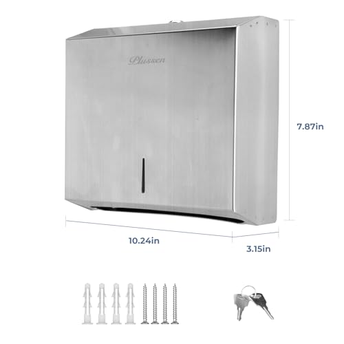 Commercial Paper Towel Dispenser Wall Mount - Heavy Duty Stainless Steel Multifold Paper Towel Dispenser for Bathroom Restroom & Office - Fits C Fold Trifold Hand Towels