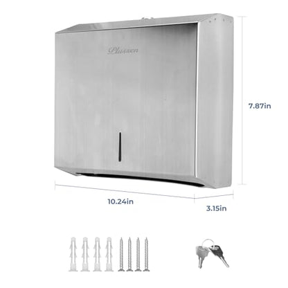 Commercial Paper Towel Dispenser Wall Mount - Heavy Duty Stainless Steel Multifold Paper Towel Dispenser for Bathroom Restroom & Office - Fits C Fold Trifold Hand Towels