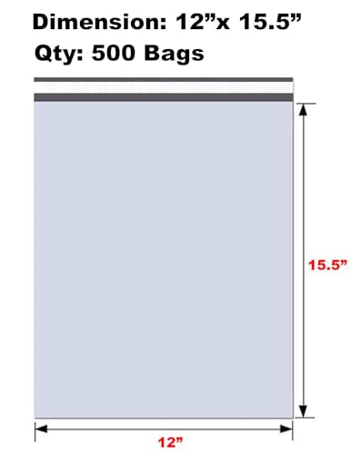 iMBAPrice 500 - 12 x 15.5 Premium Matte Finish White Poly Mailers Envelopes Bags (iMBA-5PM-500) - size: 12.5x15.5, style: Master Carton