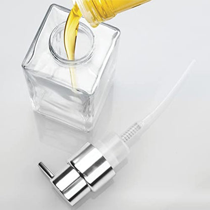 mDesign Glass Refillable Foaming Hand Soap Dispenser Modern Square Pump Bottle for Bathroom Vanities or Kitchen Sink, Countertops - 2 Pack - Clear/Chrome - color: Clear/Chrome