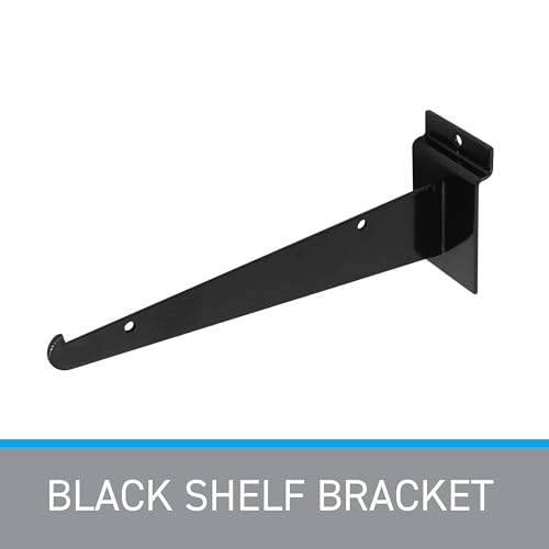 SSWBasics 8 inch Black Shelf Bracket for Slatwall - Pack of 10