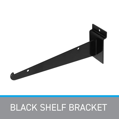 SSWBasics 8 inch Black Shelf Bracket for Slatwall - Pack of 10