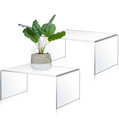 RattanView 2 Pcs 10.5 Inch Large Clear Acrylic Shelf Riser, 5mm Thick - color: Clear, size: 10.5 Inch, 5 mm