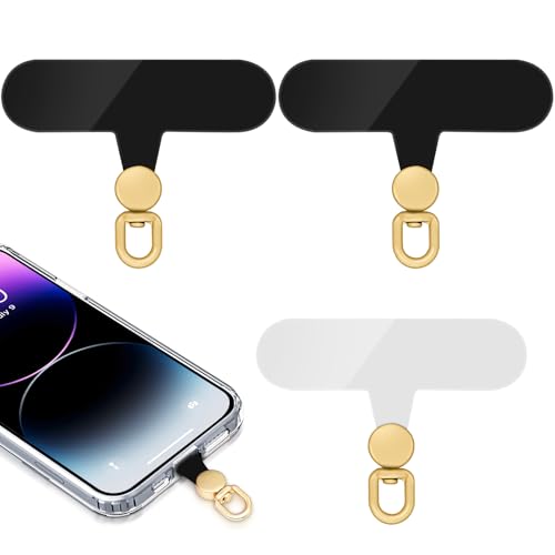 360°Rotatable Phone Tether Tab,3 Pieces Universal Phone Lanyard Patch Without Adhesive,Phone Lanyard Replacement Part for Cell Phone Strap(Black+Transparent) - color: Black+Transparent