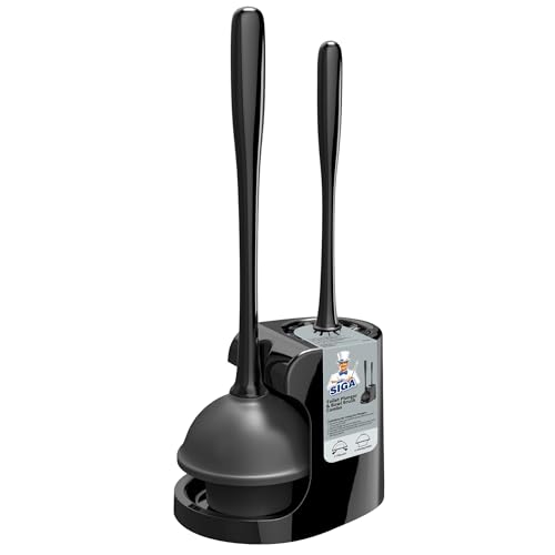 MR.SIGA Toilet Plunger and Bowl Brush Combo for Bathroom Cleaning, Black - color: Black, size: One Size