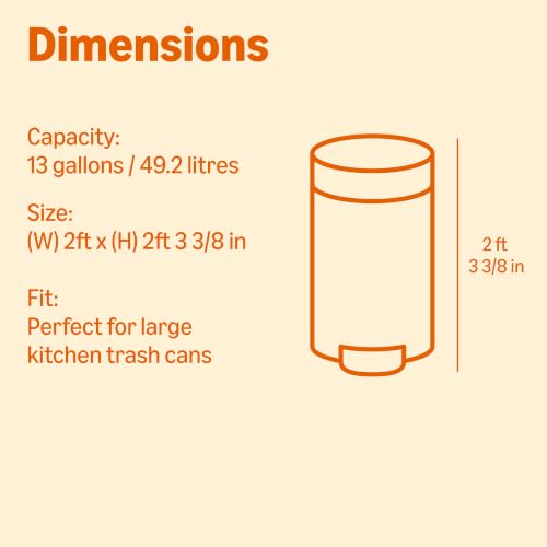 Amazon Basics Extra Strong & Flex Tall Kitchen Drawstring Trash Bags, Citrus Scent, 13 Gallon, 40 Count - size: 40 Count