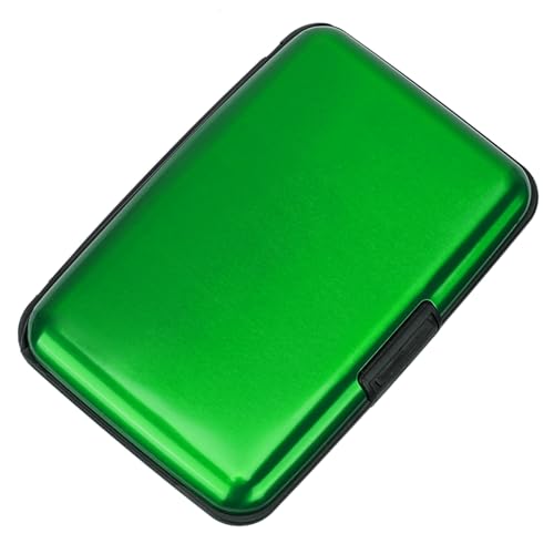 ELFISH Mini RFID Aluminum Wallet Credit Cards Holder Business Card Case Metal ID Case for Men Women (Green) - color: Green