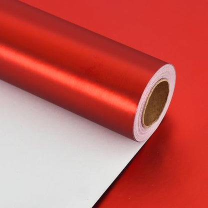 BEISHIDA Red Wrapping Paper Roll, Metal Matte Solid Color Gift Wrapping Paper for Christmas Wedding Graduation Birthday(17inches X 32.8ft) - color: metallicmatte-red