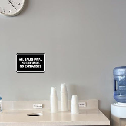 Signs ByLITA Classic Framed All Sales Final No Refunds No Exchanges Sign (Brushed Silver) - Small 1 Pack