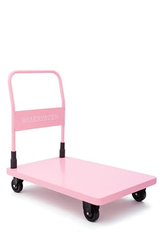 Bhaerynden Folding Platform Hand Truck, 660 lb Push Cart Dolly with Quiet Wheels, 35.0 x 21.7 in, Blush Pink - color: Blush Pink, size: 890mm X 550mm (35.0in X 21.7in)