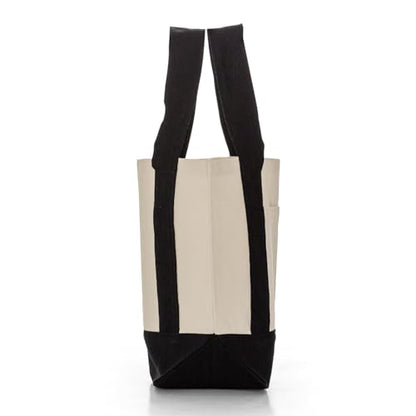 TBF 12 Pack Mini Iconic Canvas Shopping Bags with Gusset – Reusable Eco-Friendly Tote Bags with Handles - color: Black