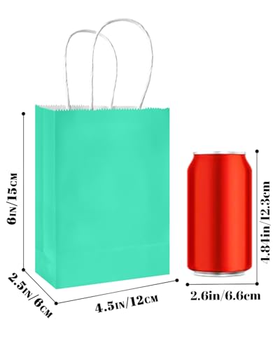 qiqee 24PCS Mini Gift Bag with Handles Bulk 4.5"x2.5"x6" Gift Bags Light Green Bags Multiple Uses - color: Light Green