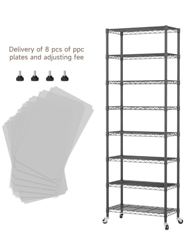 Golpart 8Tier Adjustable Storage Shelves Metal Wire Shelving Standing Shelf - color: Black, size: 8-tier-12"Dx22"Wx72"H