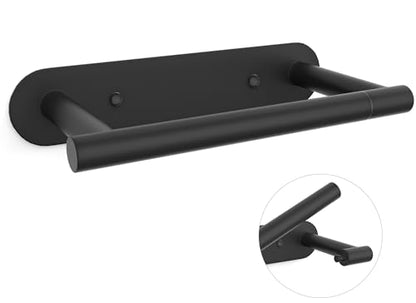 304 Stainless Steel Toilet Paper Holder Wall Mounted Double Post Swivel Tissue Holder No Drilling Bathroom Paper Towel Dispenser Anti-Vibration for RV Commercial Bathroom Matte Black - color: Black