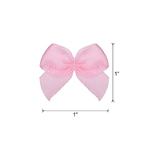 MECCANIXITY Mini Ribbon Bow 1" Mini Fabric Flower Bows Pink 150Pcs - color: Pink