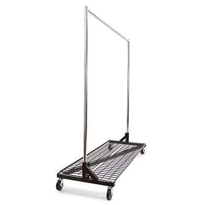 Econoco Brand Commercial Rolling Z-Rack with Wire Shelf - Black Base - color: Black, style: Z Rack with Base Shelf