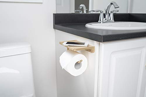 Linkaa Gold Toilet Paper Holder with Shelf,Wall Mount Toilet Tissue Holder - color: Brushed Brass