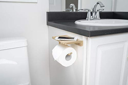 Linkaa Gold Toilet Paper Holder with Shelf,Wall Mount Toilet Tissue Holder - color: Brushed Brass