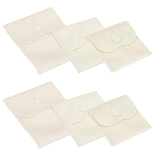 PATIKIL Velvet Jewelry Pouches, 6 Pcs Jewelry Packaging Gift Bags with Snap Button for Bracelet Rings Watch Necklace, (3"x3"/4"x4"/4"x5") White - color: White, size: (3"x3"/4"x4"/4"x5")