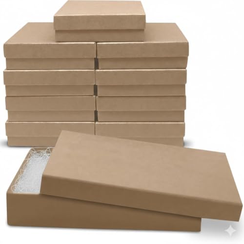 Novel Box Kraft Cardboard Jewelry Gift Box With Lid 10 Pack 5.5x3.5x1 In - color: Kraft