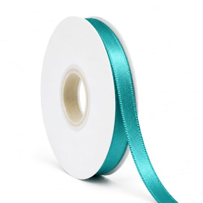 Turquoise Blue Ribbon Satin Ribbon 3/8 Inch x 50 Yards with Spool - color: Turquoise