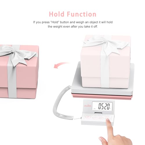 Postal Mail Scales for Shipping, 110LB(50KG) Scale for Package, Three Functions: Tare,Mode and Hold, Individual Flexible Panel,with Manual and Adapter