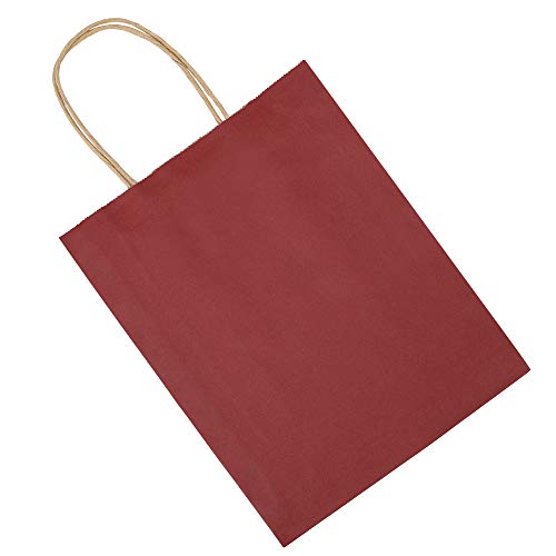 bagmad 100 Pack 8x4.75x10 Inch Medium Red Gift Paper Bags with Handles Bulk, Kraft Bags, Craft Grocery Shopping Retail Party Favors Wedding Business Sacks (Red, 100pcs) - color: Red