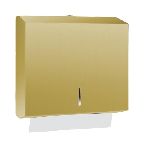 Stardrix Paper Towel Dispenser Wall Mount, Brushed Gold Stainless Steel Commercial Paper Towel Holder with Lock, Large Capacity 250 C Fold/300 Multifold Towels - color: Gold, size: 250 C Fold/300 Multi-Fold with Lock