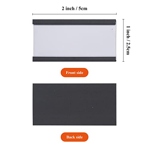 C Channel Magentic Label Holders 1x2 Inch with Paper Inserts and Clear Plastic Protectors,Magnetic Data Card Holders File Cabinet Labels,Pack of 100 - size: 1"x2"-100pcs