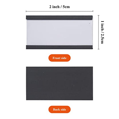C Channel Magentic Label Holders 1x2 Inch with Paper Inserts and Clear Plastic Protectors,Magnetic Data Card Holders File Cabinet Labels,Pack of 100 - size: 1"x2"-100pcs