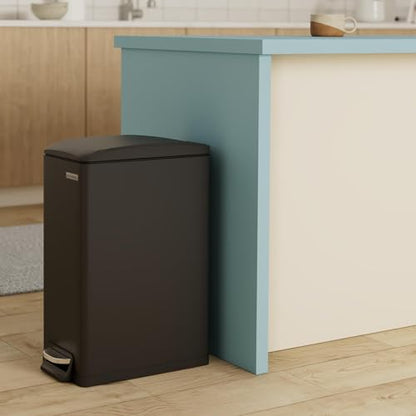 SONGMICS Kitchen Trash Can with Lid, 13-Gallon (50 L) Slim, Stainless Steel - color: Black, style: 13 Gal.