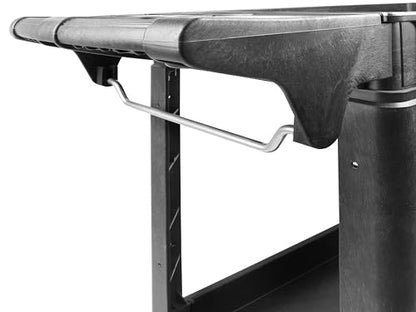 MaxWorks Heavy Duty 2‑Shelf Service Cart 500 lb Capacity Polypropylene Utility Cart with 5" Non‑Marring Casters Deep Trays and Built‑In Tool Storage for Garage Warehouse Workshop (80855) - size: 30 Inch X 16 Inch