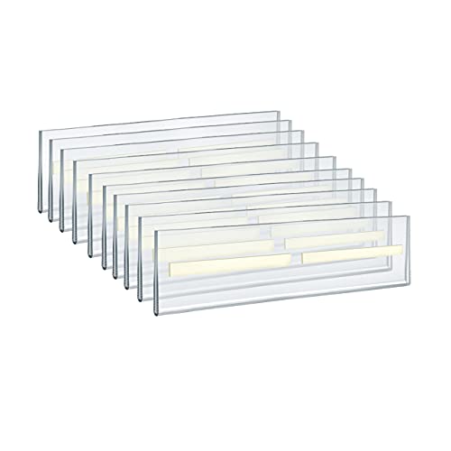 Azar Displays 122020 Self Adhesive Tape Clear Acrylic Wall Sign Holder Frame 11" W x 2.5" H - Landscape/Horizontal, 10-Pack - size: 11 in. W x 2.5 in. H