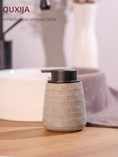 Ceramic Soap Dispenser, Lotion Dispenser with Pump 12oz (Grey Foam Pump) - color: Farmhouse Grey Foam Pump