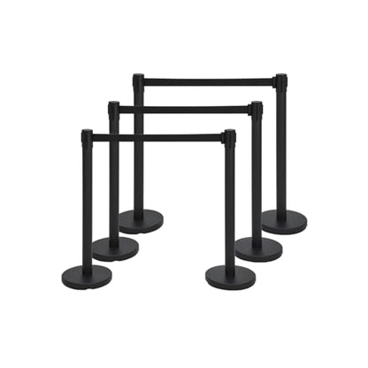 6 Pack Crowd Control Stanchions with 6.6 Ft Retractable Belts, Easy Assembly, Heavy Duty Carbon Steel Crowd Control Barriers, Non Slip Safety Barriers Line Dividers for Events Hotel Bank