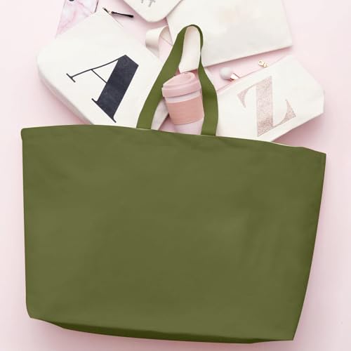Large Canvas Tote Bag Reusable Extra Big Grocery Bags - color: Olive Green