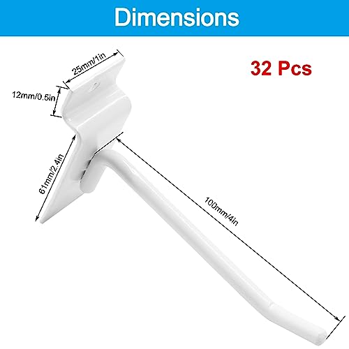Waziaqoc 32PCS 4Inch White Slatwall Hooks - size: 4 Inch