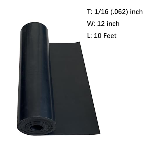 Solid Rubber Strip Roll 1/16 (.062)" Thick X 12" Wide X 10'Long - size: 12"X10'X1/16, style: No Adhesive