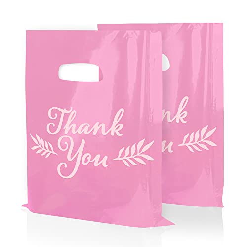 Thank You Bags, Merchandise Bags, Small Business, Pink, Bulk 100PK, 16”x18” - color: Pink, size: 16" x 18"