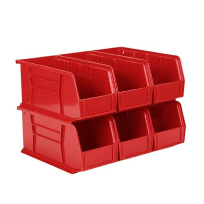 HE HUDSON EXCHANGE 11" x 5.5" x 5" (6 Pack) Plastic Stackable Storage Bin, Red - color: Red, size: 6 Pack