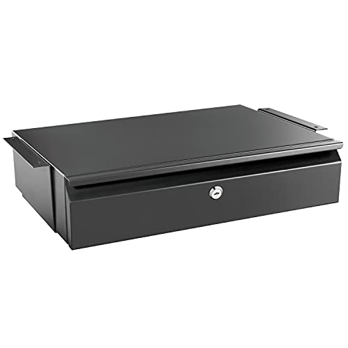 Mount-It! Locking Under Desk Pull-Out Drawer, Steel, 11 lb Capacity, 2 Keys - size: Lockable