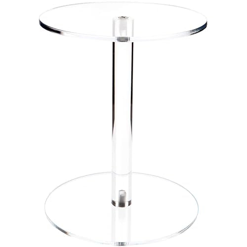 Plymor 9.5" H x 7.5" Round Clear Acrylic Barbell Pedestal Display Riser - size: 9.5" x 7.5" x 7.5"